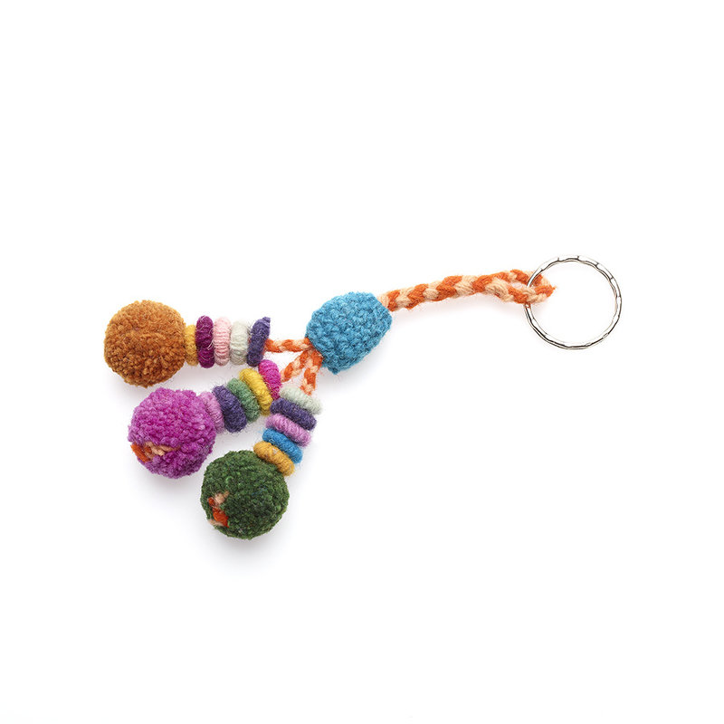 Keyhanger with pompons, wool