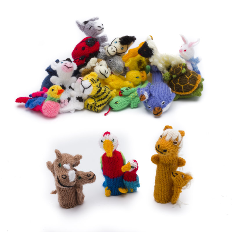 Finger puppets, animals with young per model
