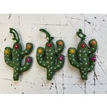 Cactus decoratie, donkergoen, 100% schapenwol