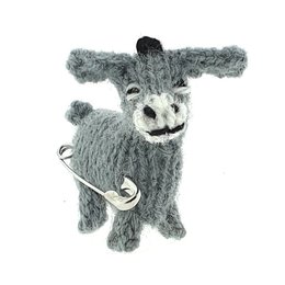 Brooch, knitted donkey