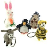 Key ring with hand knitted animal