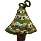 Kerstboom decoratie met kraaltjes, 100% schapenwol
