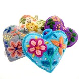 Heart decoration, multicolour, 100% sheep's wool