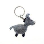 Key ring with hand knitted donkey