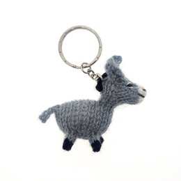 Key ring with hand knitted donkey