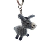 Key ring with hand knitted donkey