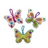 Vlinder decoratie multicolour, assorti, 100% schapenwol