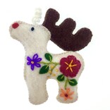 Reindeer decoration, 100% sheep's wool, white