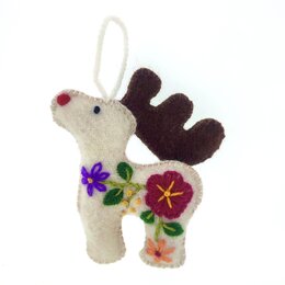Reindeer decoration, 100% sheep's wool, white