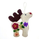 Reindeer decoration, 100% sheep's wool, white