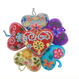 Hart decoratie, multicolour, 100% wol