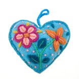 Heart decoration, multicolour, 100% sheep's wool