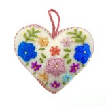 Heart decoration, multicolour, 100% sheep's wool