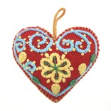 Heart decoration, multicolour, 100% sheep's wool