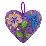Heart decoration, multicolour, 100% sheep's wool
