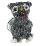 Key ring with hand knitted owl