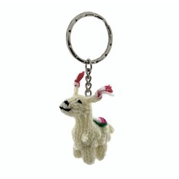 Key ring with hand knitted llama