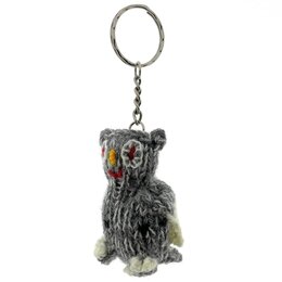 Key ring with hand knitted owl