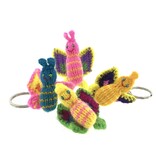 Key ring with hand knitted butterfly