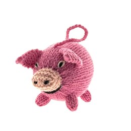 Hand knitted pig, wool