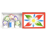 Bridal couple in matchbox, floral arch