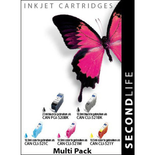 SecondLife Inkjets Multipack Canon 520 Black & 521 Serie 21+10,5*4