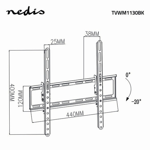 nedis Kantelbare TV-muurbeugel / 23 - 55" / Max. 35 kg / Kantelhoek 20 degree