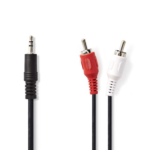 nedis Stereo-Audiokabel / 3,5 mm Male - 2x RCA Male / 1,0 m / Zwart