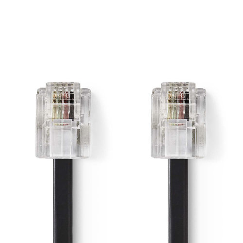 nedis Telecomkabel / RJ11 (6P4C) Female - RJ11 (6P4C) Female / Plat / 2,00 m / Zwart