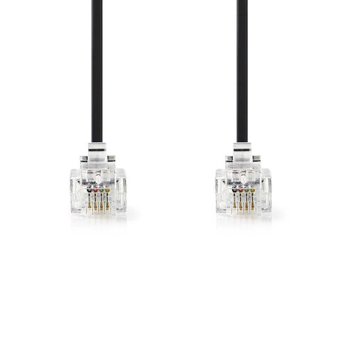 nedis Telecomkabel / RJ11 (6P4C) Female - RJ11 (6P4C) Female / Plat / 2,00 m / Zwart