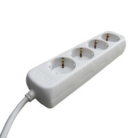 Stekkerdoos Tafelcontactdoos TCD 4-Voudig met Randaarde en 1,5 Meter Snoer Wit - 3x1,0mm²: 4 stopcontacten, 1,5 meter snoer, aderdikte 1,0mm², zonder schakelaar