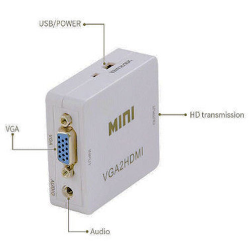 com VGA+Audio NAAR HDMI CONVERTER Incl. USB Voeding