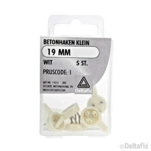 Deltafix BETONHAKEN KLEIN 19 MM X X WIT 5 ST. Deltafix BETONHAKEN KLEIN 19 MM X X WIT 5 ST.