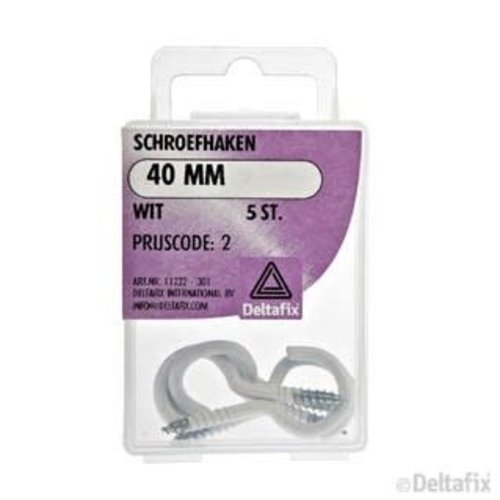 Deltafix schroefhaken wit 5 st. Deltafix schroefhaken wit 5 st.