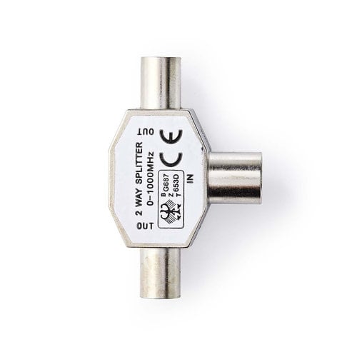 nedis Coaxsplitter / 2x IEC (Coax) Male - IEC (Coax) Female / Metaal