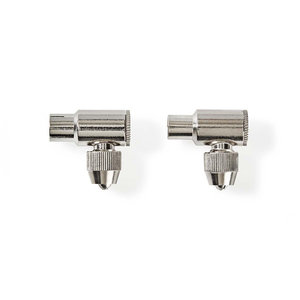 nedis IEC (Coax) -Connector / Male + Female - Gehoekt / 2 Stuks / Metaal