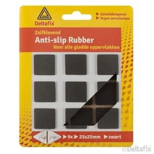 Deltafix anti-sliprubber 25 mm x 25 mm zwart  9 st.