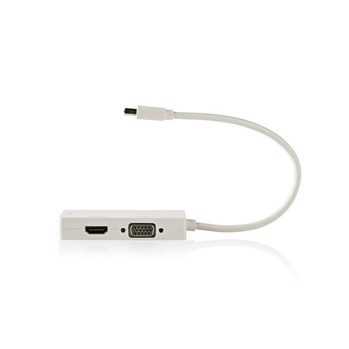 nedis Mini DisplayPort-Adapterkabel, Multiport / Mini-DisplayPort Male - VGA Female + DVI-D 24+1-Pins Female + HDMI -Ingang / 0,2 m / Wit