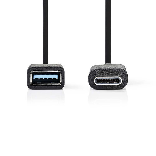 nedis USB 3.0-Kabel / Type-C  Male - A Female / 0,15 m / Zwart