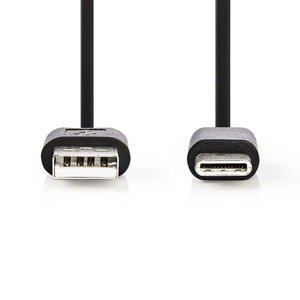 nedis USB 2.0-Kabel / Type-C  Male - A Male / 0,1 m / Zwart