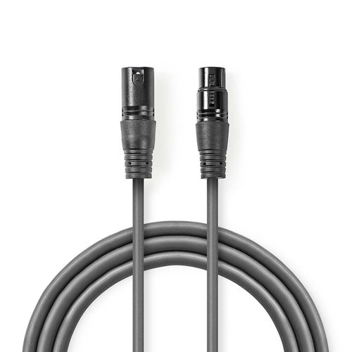 nedis Gebalanceerde XLR-Audiokabel / XLR 3-pins male - XLR 3-pins female / 1,5 m / Grijs