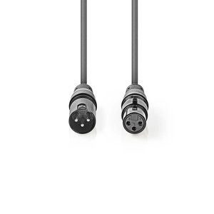 nedis Gebalanceerde XLR-Audiokabel / XLR 3-pins male - XLR 3-pins female / 5,0 m / Grijs