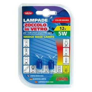 Lampa Wedge base lamp, 12V 5W T10 W2,1x9,5d blauw 2 stuks
