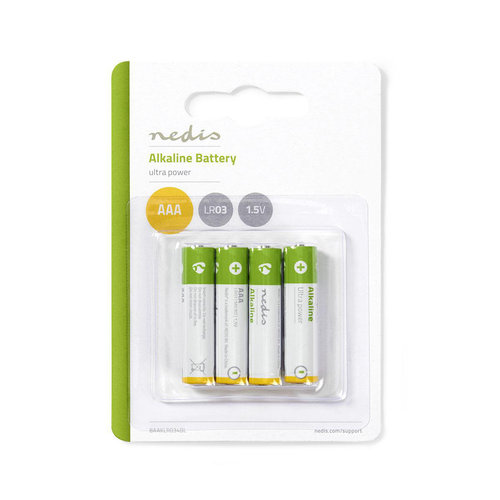 nedis Alkaline batterij AAA / 1,5 V / 4 stuks / Blister