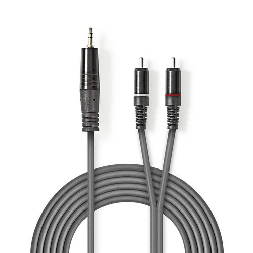 nedis Stereo audiokabel / 3,5 mm male - 2x RCA male / 1,5 m / Grijs