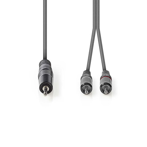 nedis Stereo audiokabel / 3,5 mm male - 2x RCA male / 1,5 m / Grijs