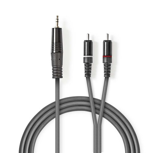 nedis Stereo audiokabel / 3,5 mm male - 2x RCA male / 3,0 m / Grijs