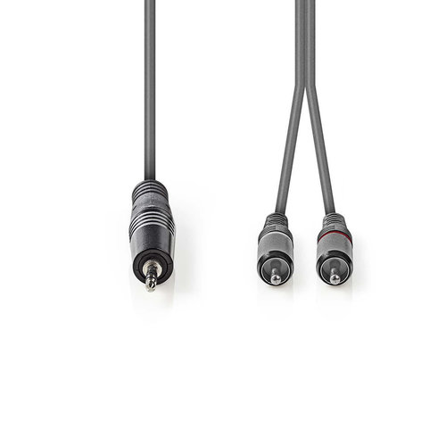 nedis Stereo audiokabel / 3,5 mm male - 2x RCA male / 5,0 m / Grijs