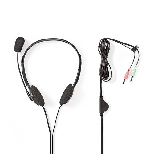 nedis PC-Headset / On-Ear / 2x 3,5 mm Connectoren / 2,0 m / Zwart