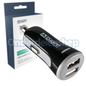 A-DAPT Autolader xUSB Smart IC 4.8A zwart A-DAPT Autolader xUSB Smart IC 4.8A zwart
